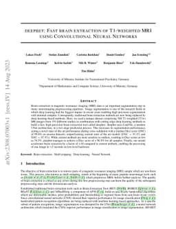 Deepbet: Fast brain extraction of T1-weighted MRI using Convolutional
  Neural Networks