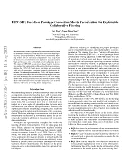 UIPC-MF: User-Item Prototype Connection Matrix Factorization for
  Explainable Collaborative Filtering