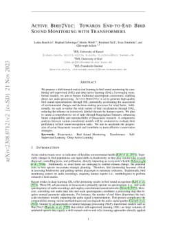 Active Bird2Vec: Towards End-to-End Bird Sound Monitoring with
  Transformers