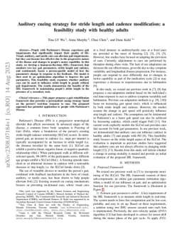 Auditory cueing strategy for stride length and cadence modification: a
  feasibility study with healthy adults