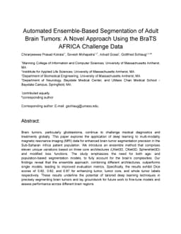 Automated Ensemble-Based Segmentation of Adult Brain Tumors: A Novel
  Approach Using the BraTS AFRICA Challenge Data