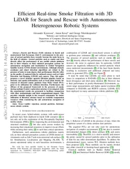 Efficient Real-time Smoke Filtration with 3D LiDAR for Search and Rescue
  with Autonomous Heterogeneous Robotic Systems