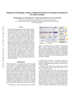 Dialogue for Prompting: a Policy-Gradient-Based Discrete Prompt
  Generation for Few-shot Learning