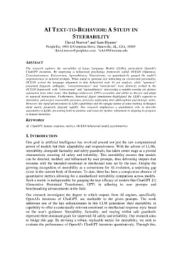 AI Text-to-Behavior: A Study In Steerability
