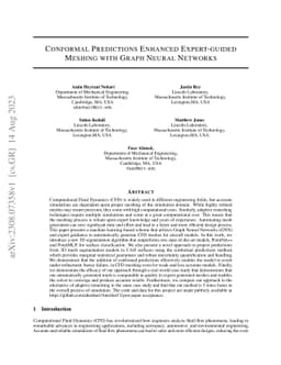 Conformal Predictions Enhanced Expert-guided Meshing with Graph Neural
  Networks