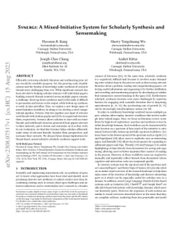 Synergi: A Mixed-Initiative System for Scholarly Synthesis and
  Sensemaking