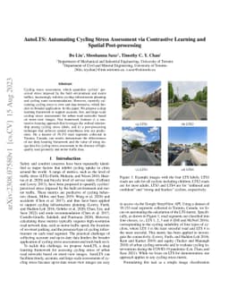 AutoLTS: Automating Cycling Stress Assessment via Contrastive Learning
  and Spatial Post-processing