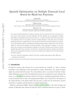 Quantile Optimization via Multiple Timescale Local Search for Black-box
  Functions
