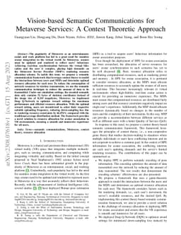 Vision-based Semantic Communications for Metaverse Services: A Contest
  Theoretic Approach