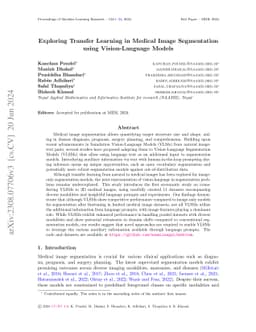 Exploring Transfer Learning in Medical Image Segmentation using
  Vision-Language Models