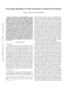 Swarm Bug Algorithms for Path Generation in Unknown Environments