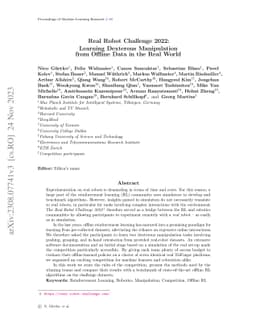 Real Robot Challenge 2022: Learning Dexterous Manipulation from Offline
  Data in the Real World
