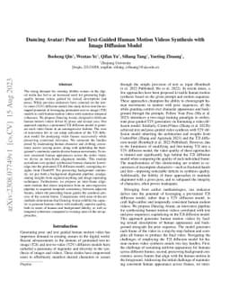 Dancing Avatar: Pose and Text-Guided Human Motion Videos Synthesis with
  Image Diffusion Model