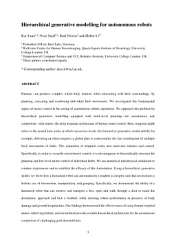 Hierarchical generative modelling for autonomous robots