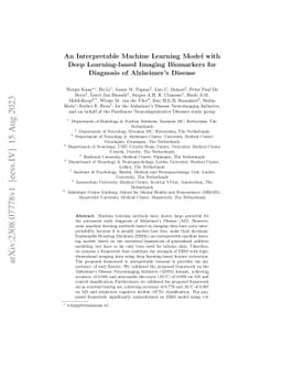 An Interpretable Machine Learning Model with Deep Learning-based Imaging
  Biomarkers for Diagnosis of Alzheimer's Disease