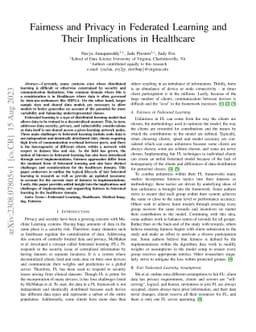 Fairness and Privacy in Federated Learning and Their Implications in
  Healthcare