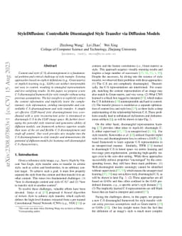 StyleDiffusion: Controllable Disentangled Style Transfer via Diffusion
  Models