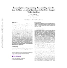 ReaderQuizzer: Augmenting Research Papers with Just-In-Time Learning
  Questions to Facilitate Deeper Understanding