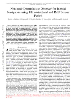 Nonlinear Deterministic Observer for Inertial Navigation using
  Ultra-wideband and IMU Sensor Fusion