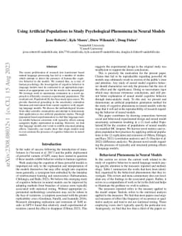 Using Artificial Populations to Study Psychological Phenomena in Neural
  Models