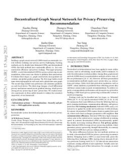 Decentralized Graph Neural Network for Privacy-Preserving Recommendation