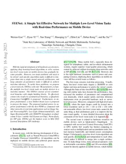 SYENet: A Simple Yet Effective Network for Multiple Low-Level Vision
  Tasks with Real-time Performance on Mobile Device