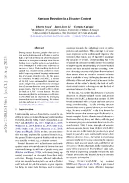 Sarcasm Detection in a Disaster Context