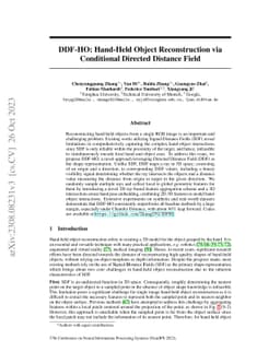 DDF-HO: Hand-Held Object Reconstruction via Conditional Directed
  Distance Field