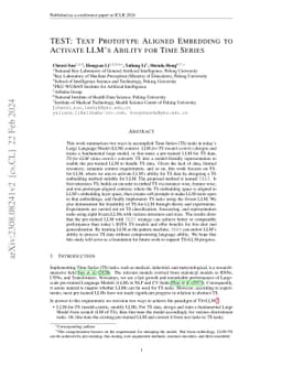 TEST: Text Prototype Aligned Embedding to Activate LLM's Ability for
  Time Series