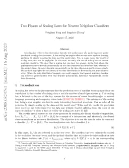 Two Phases of Scaling Laws for Nearest Neighbor Classifiers