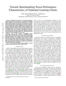 Towards Benchmarking Power-Performance Characteristics of Federated
  Learning Clients