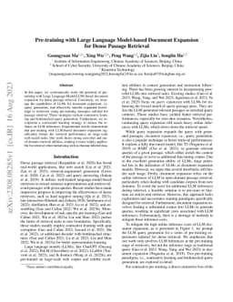 Pre-training with Large Language Model-based Document Expansion for
  Dense Passage Retrieval