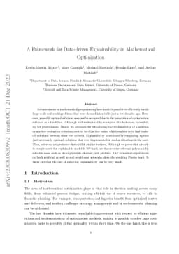 A Framework for Data-Driven Explainability in Mathematical Optimization