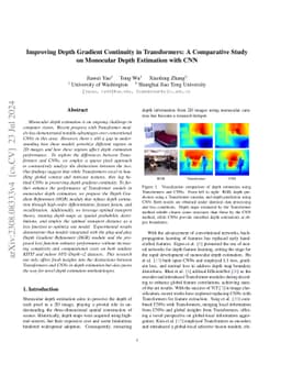 Improving Depth Gradient Continuity in Transformers: A Comparative Study
  on Monocular Depth Estimation with CNN