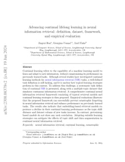 Advancing continual lifelong learning in neural information retrieval:
  definition, dataset, framework, and empirical evaluation