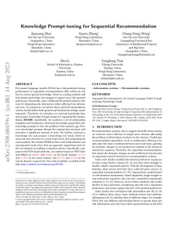 Knowledge Prompt-tuning for Sequential Recommendation