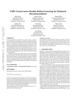 CDR: Conservative Doubly Robust Learning for Debiased Recommendation