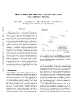 DeDoDe: Detect, Don't Describe -- Describe, Don't Detect for Local
  Feature Matching