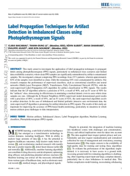 Label Propagation Techniques for Artifact Detection in Imbalanced
  Classes using Photoplethysmogram Signals