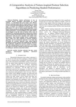 Analyzing the Capabilities of Nature-inspired Feature Selection
  Algorithms in Predicting Student Performance