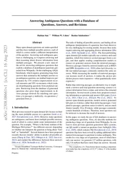 Answering Ambiguous Questions with a Database of Questions, Answers, and
  Revisions