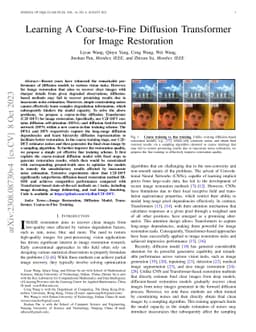 Learning A Coarse-to-Fine Diffusion Transformer for Image Restoration