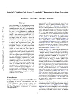 CodeCoT: Tackling Code Syntax Errors in CoT Reasoning for Code
  Generation