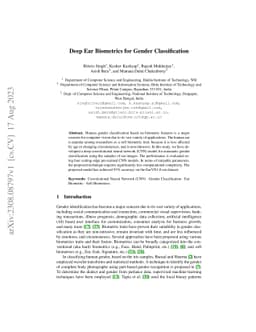 Deep Ear Biometrics for Gender Classification