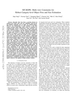 MV-ROPE: Multi-view Constraints for Robust Category-level Object Pose
  and Size Estimation