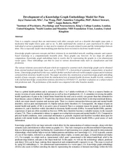 Development of a Knowledge Graph Embeddings Model for Pain
