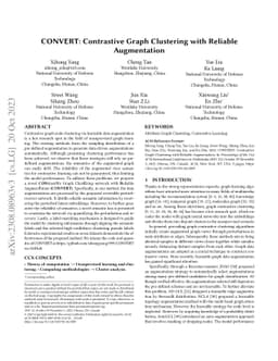 CONVERT:Contrastive Graph Clustering with Reliable Augmentation