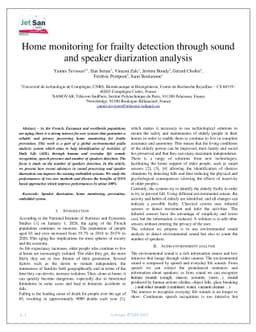 Home monitoring for frailty detection through sound and speaker
  diarization analysis