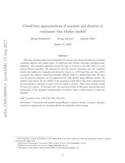 Closed-form approximations of moments and densities of continuous-time
  Markov models