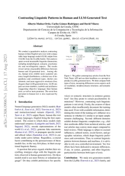 Contrasting Linguistic Patterns in Human and LLM-Generated Text